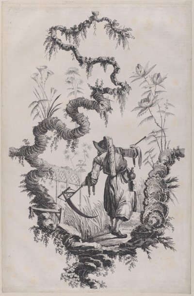 चिनोइसेरी आभूषण प्रिंट, 1755। द्वारा जीन बैप्टिस्ट पेलमेंट