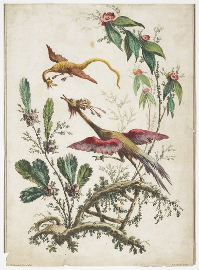 आभूषण। Chinoiserie। फूल और पक्षी।, 1770 द्वारा जीन बैप्टिस्ट पेलमेंट