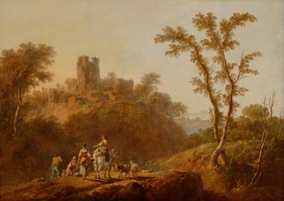 किसानों के साथ वनाच्छादित पहाड़ी परिदृश्य (कैनवास पर तेल) द्वारा जीन बैप्टिस्ट पेलमेंट