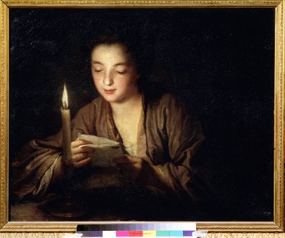 मोमबत्ती के साथ लड़की। जीन बैप्टिस्ट सैंटेरे (1658-1717) की पेंटिंग। कैनवास पर तेल, 64 x 79 सेमी, लगभग 1700। 18वीं सदी की फ्रांसीसी कला। पुश्किन म्यूजियम ऑफ फाइन आर्ट्स, मॉस्को। द्वारा Jean-Baptiste Santerre