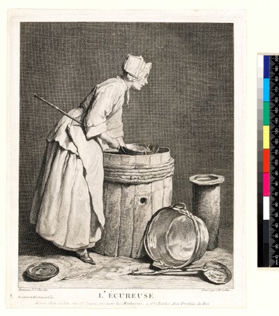 L'Ecureuse, चार्ल्स-निकोलस कोचीन I (1688-1754) 1740 (नक़्क़ाशी और उत्कीर्णन) द्वारा उकेरा गया द्वारा जीन बैप्टिस्ट शिमोन (बाद) चारडिन
