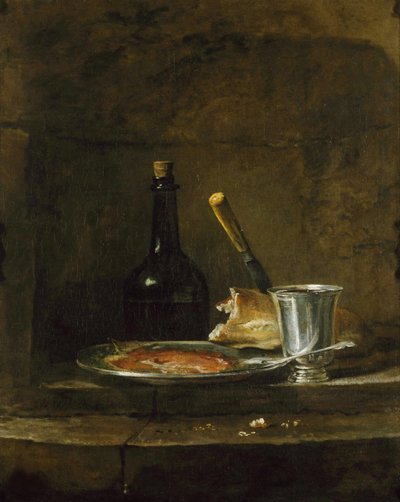 1728 से पहले नाश्ता या चांदी का प्याला तैयार करना। द्वारा Jean Baptiste Simeon Chardin