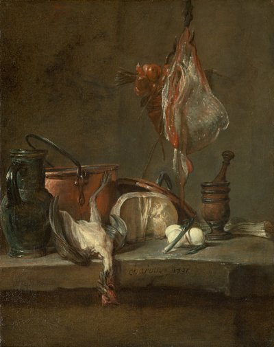 स्टिल लाइफ विथ रे एंड बास्केट ऑफ प्याज, 1731 द्वारा Jean-Baptiste Simeon Chardin