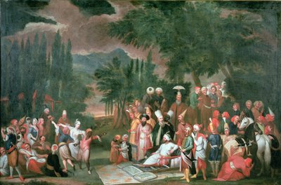 सुल्तान अहमद III के साथ एक तुर्की शिकार पार्टी द्वारा Jean Baptiste Vanmour