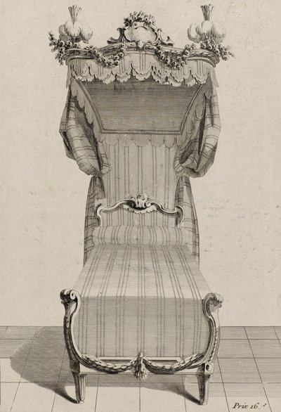 लिट ए ला फ्रांसेइस, 1770 के दशक के मध्य में प्रकाशित हुआ (रखी गई कागज पर नक्काशी) द्वारा जीन चार्ल्स (बाद में) डेलाफोसे