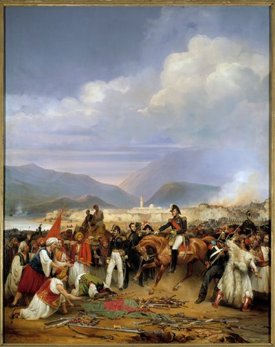 ग्रीक स्वतंत्रता संग्राम (1828-1833): "" जनरल हाउस ने 30 अक्टूबर 1828 को मोरे के महल का आत्मसमर्पण प्राप्त किया"" पेलोपोन्नी में मोरे (1828-1832) के अभियान का एपिसोड। जीन चार्ल्स लैंग्लोइस (1789-1870) 1836 सन द्वारा पेंटिंग। 2,72x1,92 द्वारा जीन-चार्ल्स लैंग्लॉइस