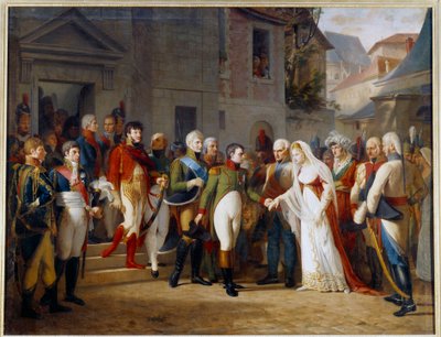 नेपोलियन I (1769-1821) ने 6 जुलाई को टिलसिट (टिलसिट) में प्रशिया की रानी लुईस (1776 - 1810) की अगवानी की। द्वारा जीन चार्ल्स तारडियू