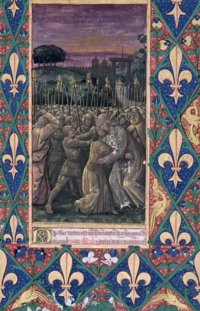 सुश्री लाट। QvI126 f.100 द किस ऑफ जूडस, &39;बुक ऑफ ऑवर्स ऑफ लुई डी&39;ओर्लियंस&39;, 1469 से द्वारा जीन कोलम्बे