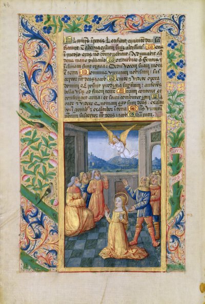 सुश्री लाट। QvI126 f.45v जुडिथ प्रार्थना, लुईस की किताबों से घंटे, d90, द्वारा जीन कोलम्बे