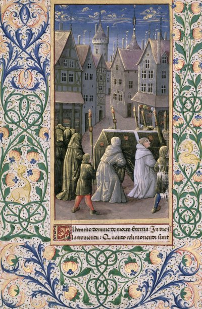 सुश्री लाट। QvI126 f.79v दफनाना, &39;बुक ऑफ ऑवर्स ऑफ लुई डी&39;ओर्लियंस&39; से, 1469 द्वारा जीन कोलम्बे