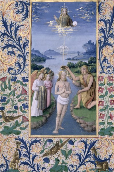 सुश्री लाट। QvI126 f.88v मसीह का बपतिस्मा, &39;बुक ऑफ ऑवर्स ऑफ लुई डी&39;ओर्लेंस&39;, 1469 द्वारा जीन कोलम्बे