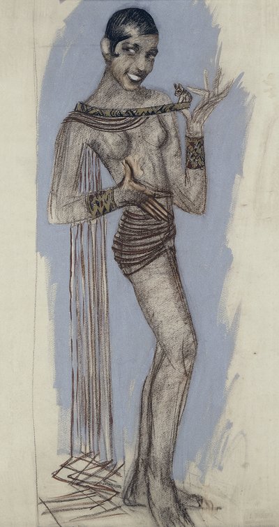 जोसेफीन बेकर - एक महत्वपूर्ण लाह पैनल के लिए एक मैक्वेट, c.1927 (कागज पर पेंसिल) द्वारा जीन डुनंड