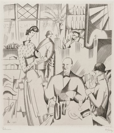 बिस्टो में डिनर (बिस्टरो में डिनर), 1923 (विंग पेपर पर उत्कीर्ण) द्वारा जीन एमिल लबौरुर
