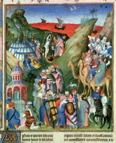 Fr 247 f.49 टोम 1 रेगिस्तान में इब्रियों, &39;एंटीकाइट्स जुदाई&39; से चित्रण, c.1470 द्वारा जीन फौक्वेट
