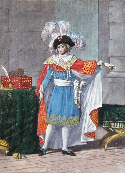 औपचारिक पोशाक (रंगीन उत्कीर्णन) में डायरेक्टोयर अवधि (1795-99) की कार्यकारी निर्देशिका के पांच सदस्यों में से एक द्वारा जीन फ्रेंकोइस (बाद में) गार्नेराय
