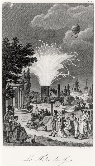जार्डिन डे टिवोली में आतशबाज़ी का प्रदर्शन, c.1826 द्वारा जीन फ्रेंकोइस गार्नेरे