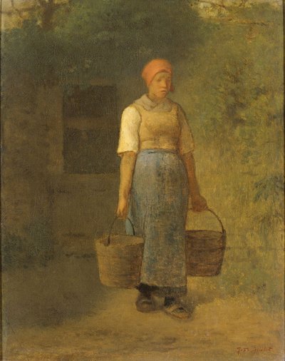 लड़की पानी ले जा रही है, c.1855-60 द्वारा जीन फ्रेंकोइस बाजरा