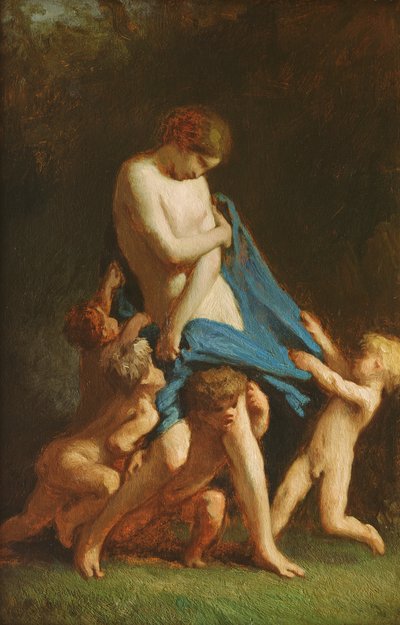 प्रेम विजयी, c.1847-48 (लकड़ी पर तेल) द्वारा जीन फ्रेंकोइस बाजरा