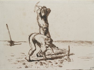 पिकैक्स के साथ खुदाई करने वाले दो किसान, c1844-1846 द्वारा जीन फ्रेंकोइस बाजरा