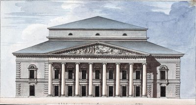 सेंट पीटर्सबर्ग इम्पीरियल बोल्शोई कामनी थिएटर का मुखौटा, 1802 द्वारा जीन फ्रांस्वा थॉमस डी थॉमन