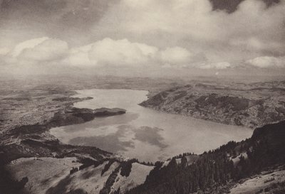 रिगी कुल्म, ज़ुग झील का दृश्य (श्वेत-श्याम फोटो) द्वारा जीन गैबरेल्ल