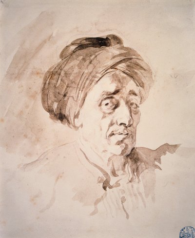 जीन होनोर फ्रैगनार्ड (१७३२-१८०६) द्वारा धुलाई में एक पगड़ी के साथ सिर। 18वीं सदी के बेसनकॉन। फाइन आर्ट का संग्रहालय द्वारा जीन ऑनर फ्रैगनार्ड