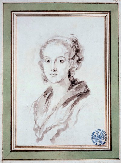 मार्गुराइट जेरार्ड का पोर्ट्रेट (1767-1837) फ्रांसीसी चित्रकार, फ्रैगनार्ड की भाभी, जीन होनोर फ्रैगोनार्ड (1732-1806) द्वारा बेसनकॉन, मुसी डेस बेक्स आर्ट्स के आसपास 1800 द्वारा जीन ऑनर फ्रैगनार्ड