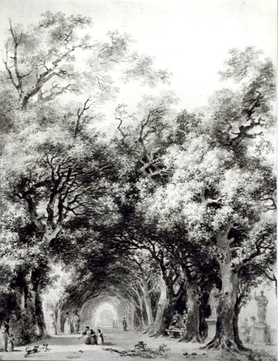 छायादार गली, c.1773-74 (कागज पर सीपिया धोना) द्वारा जीन ऑनर फ्रैगनार्ड