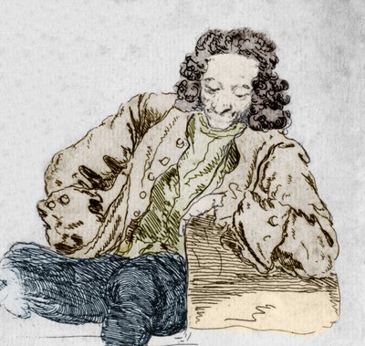 फ्रेंकोइस मैरी अरौएट का पोर्ट्रेट, डीआईटी वोल्टेयर (1694-1778) ह्यूबर द्वारा "वोल्टेयर के विभिन्न भौतिक विज्ञान" के बाद विस्तार। द्वारा जीन ह्यूबर