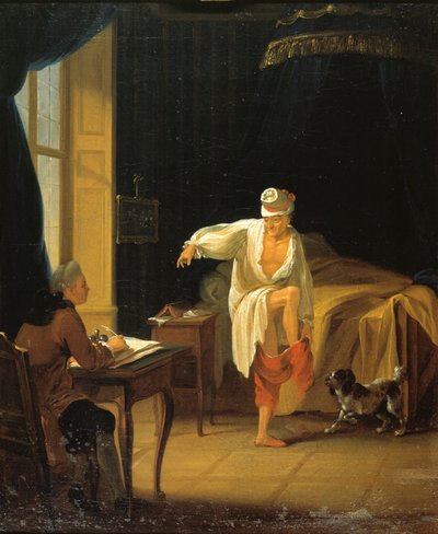 वोल्टेयर फ़र्नी में उठ रहा है, 1772 ई. द्वारा जीन ह्यूबर