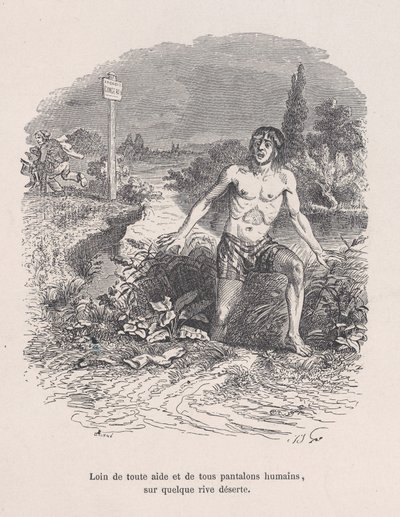 सभी मदद से दूर और बिना पैंट के, लिटिल मिसरीज ऑफ एच..., 1843 से कुछ सुनसान किनारे पर। द्वारा जीन इग्नेस इसिडोर गेयार्ड