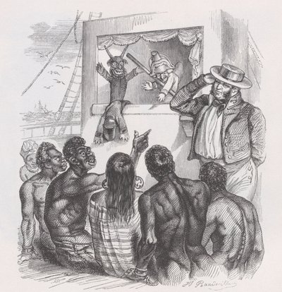 द ब्लैक एंड द पपेट्स फ्रॉम द कम्प्लीट वर्क्स ऑफ़ बेरेंजर, 1836। द्वारा जीन इग्नेस इसिडोर गेयार्ड