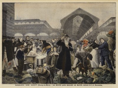 सुबह लेस लेस मार्केट में सूप स्टाल द्वारा जीन जैक्स रूसो