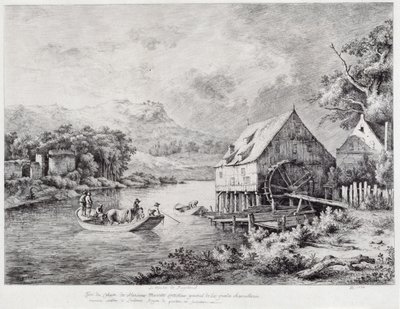 नदी के तट पर एक चक्की, 1774 द्वारा जीन जैक्स डी बोइसियू
