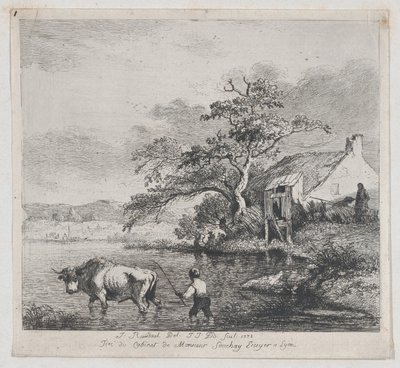 रुइसडेल के बाद, 1772 में चरवाहा और बैल। द्वारा जीन जैक्स डी बोइसियू