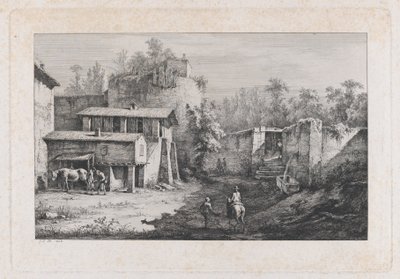 फेरीवाले के साथ लैंडस्केप, टेरेबेस का दृश्य, फ्रांस, 1808। द्वारा जीन जैक्स डी बोइसियू