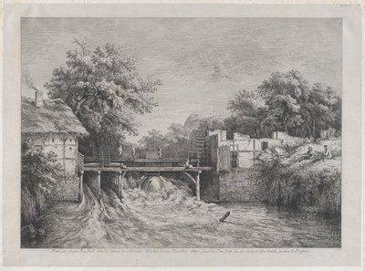 वॉटरमिल, रुइसडेल की एक पेंटिंग के बाद, 1782। द्वारा जीन जैक्स डी बोइसियू