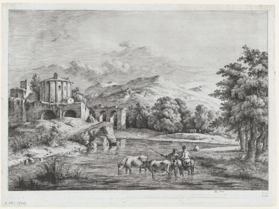 वेस्टा के मंदिर का दृश्य, 1774। द्वारा जीन जैक्स डी बोइसियू