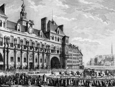 फ्रांसीसी क्रांति: राजा लुई सोलहवें (1754-1793) 17 जुलाई को पारसी के टाउन हॉल में पहुंचे द्वारा जीन लुइस II (बाद में) प्रियर