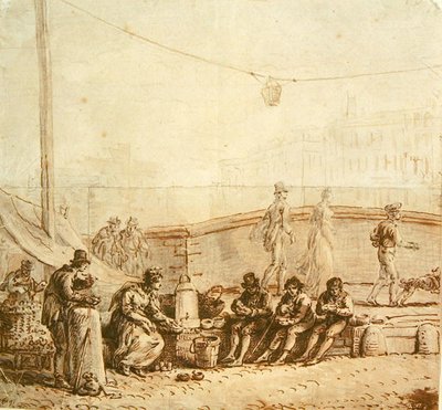 पोंट-नेफ पर कॉफी विक्रेता, 1819 द्वारा जीन पियरे नॉर्ब्लिन