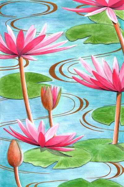 कमल का फूल, 2008 (कागज पर गौचे और क्रेयॉन) द्वारा Jenny Barnard