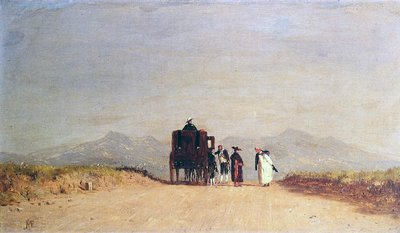 रोमन कैम्पागना में यात्रियों की रुकावट, c.1868 द्वारा जर्विस मैकनेटी