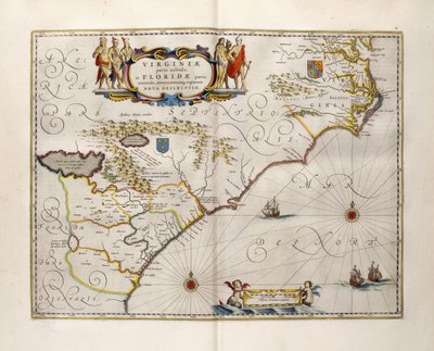 वर्जीनिया और फ्लोरिडा का मानचित्र, 1667 द्वारा जोन ब्लाउ