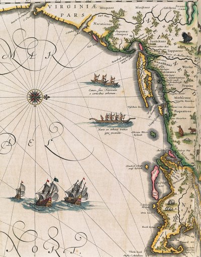वर्जीनिया के तट का नक्शा, Theatrum Orbis Terrarum से Joan Blaeu . द्वारा द्वारा जोन ब्लाउ