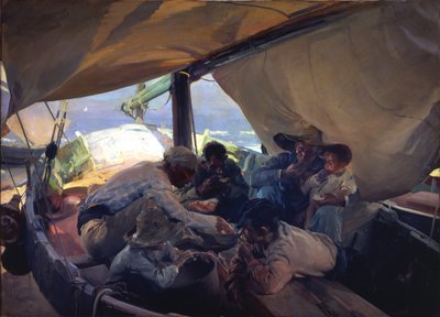 नाव पर लंच द्वारा Joaquín Sorolla