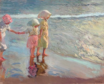 समुद्र तट पर तीनों बहनें, 1908। द्वारा Joaquín Sorolla
