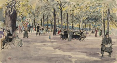Tuileries Gardens, Paris, c.1925 (कागज पर स्याही और wc) द्वारा नौकरी निक्सन