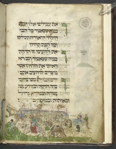 एमएस एड. 14762, f.15r #39;अश्केनाज़ी हग्गदाह#39; से पलायन और लाल सागर को पार करना, c.1460 (वेल्लम) द्वारा जोएल बेन शिमोन फीबुस्चो