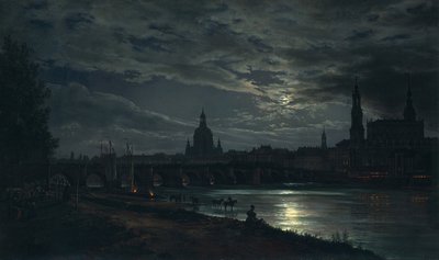 मूनलाइट, 1839 द्वारा ड्रेसडेन का दृश्य द्वारा Johan Christian Dahl