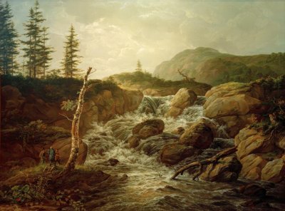 एक झरने के साथ नॉर्डिक परिदृश्य द्वारा Johan Christian Dahl